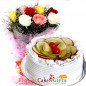 Half Kg Mixed Fruit Cake n Roses Flower Bouquet